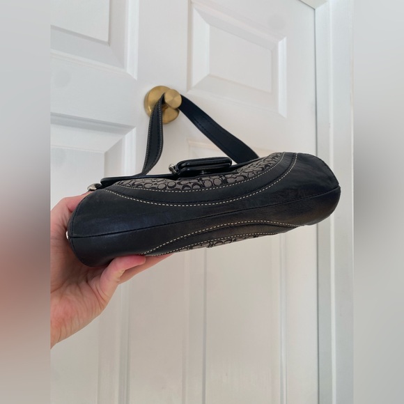 Vintage Y2K COACH Soho Signature C Black Jacquard & Leather Shoulder Bag 🖤 - Picture 7 of 16